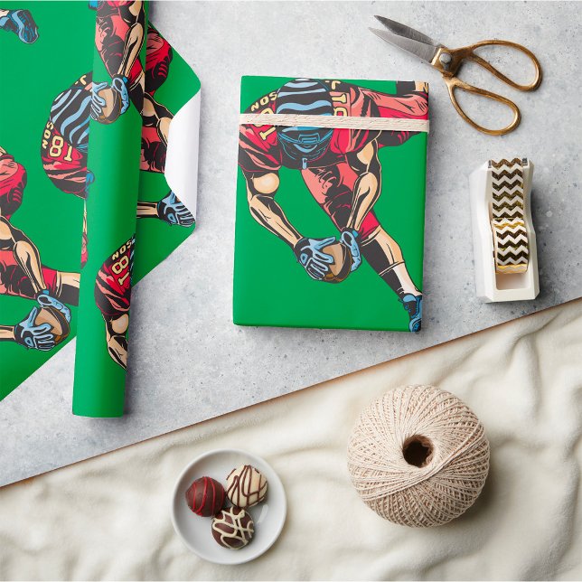 Dynamic American Football Player Touchdown  Wrapping Paper (Creator Uploaded)