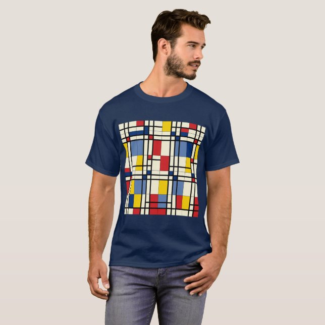 Dynamic and Colourful Piet Mondrian T-Shirt (Front Full)