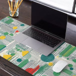 Dynamic and modern geometric design desk mat<br><div class="desc">This abstract design is a combination of geometric shapes, strokes and vivid colours that blend harmoniously to create a captivating visual effect and a repetitive, rhythmic pattern. The overall image exudes a sense of movement and dynamism. This design is perfect for people who love abstract art, bright colours and patterns...</div>