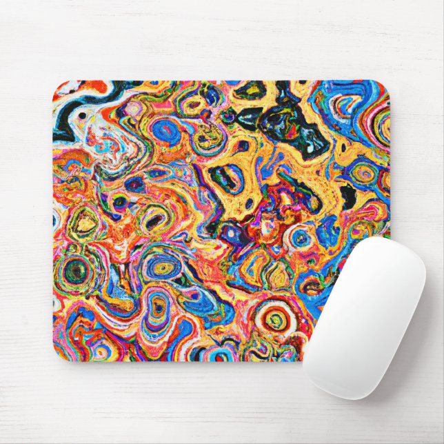 Dynamic and Vibrant Abstract Pattern Mouse Mat (With Mouse)