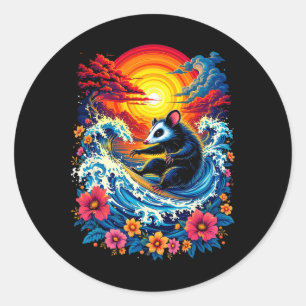 Dynamic Animal Surfing Classic Round Sticker