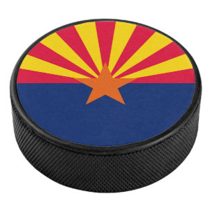 Dynamic Arizona State Flag Graphic on a Hockey Puck