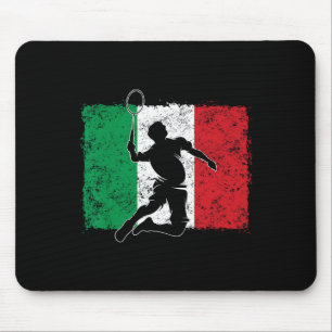 Dynamic Badminton Player Italian Flag Leap  Mouse Mat