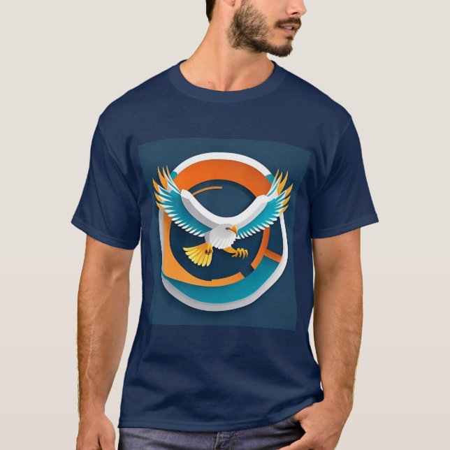 Dynamic Bald Eagle in Artistic Illustration T-Shirt (Front)