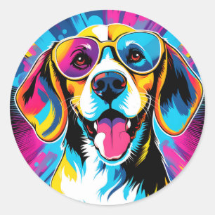 Dynamic Beagle Dog Classic Round Sticker