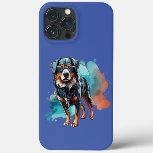 Dynamic Bernese Dog Ink Drawing Watercolor Splash iPhone 13 Pro Max Case