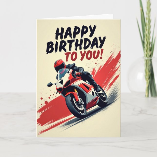 Dynamic Birthday Rider Motorcycle Card (Front)