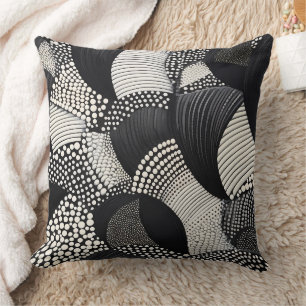 Dynamic Black White - Geometric Organic Flow Cushion