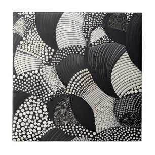 Dynamic Black White - Geometric Organic Flow Tile