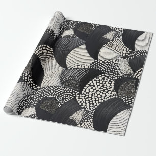 Dynamic Black White - Geometric Organic Flow Wrapping Paper