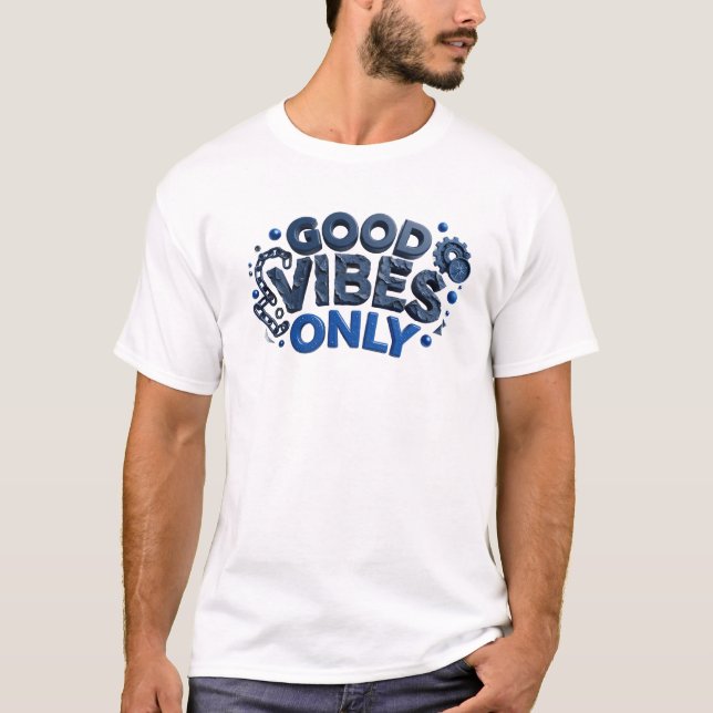 Dynamic Blue GOOD VIBES ONLY Graphic Tee Design (Front)