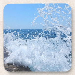 Dynamic Blue Ocean Wave Splash Coastal Summer Coaster