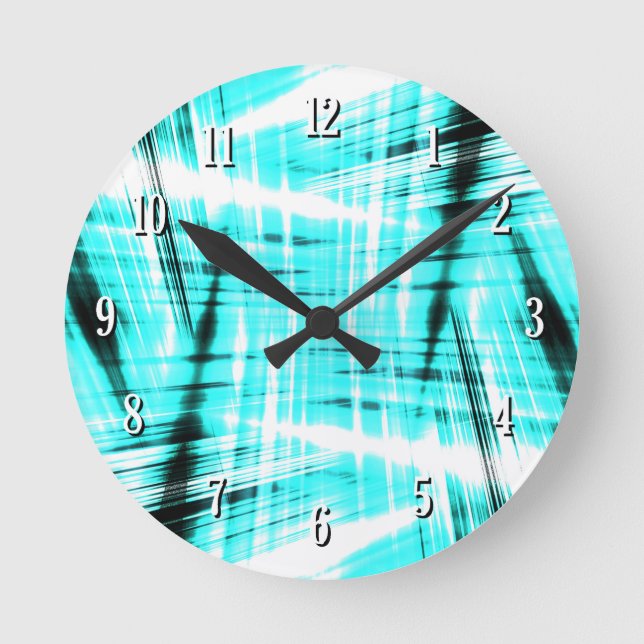 Dynamic blue streaked background round clock (Front)