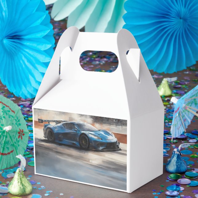 Dynamic Blue Urban Race Scene Favour Box (Party)