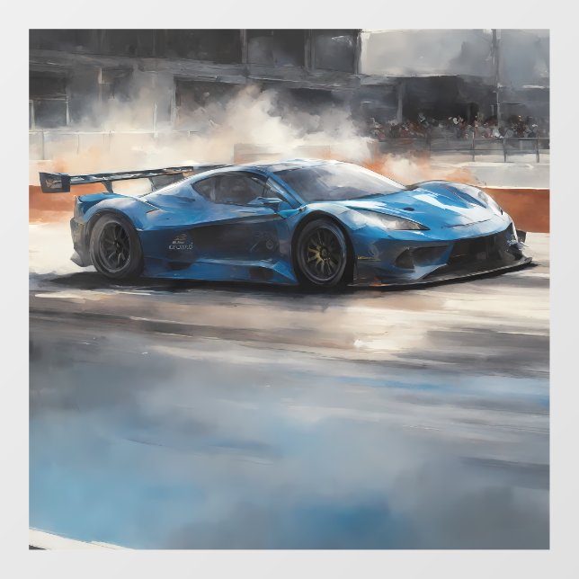 Dynamic Blue Urban Race Scene Window Cling (Sheet)