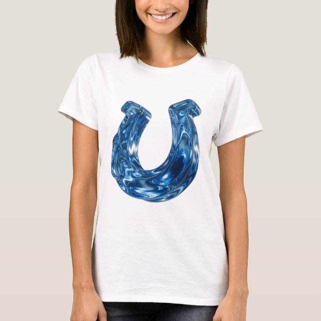 Dynamic Blue WATER Slogan Design T-Shirt (Front)