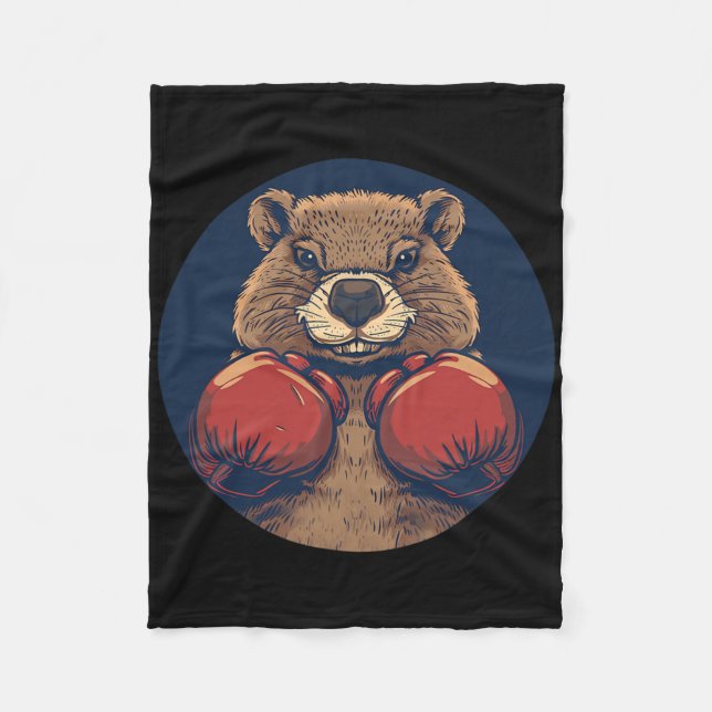Dynamic Boxing Beaver With Gloves For A Powerful S Fleece Blanket (Front)