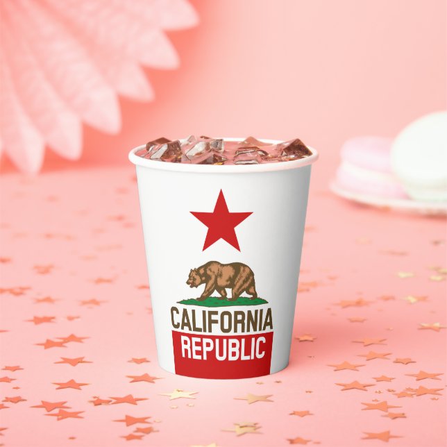 Dynamic California State Flag Graphic on a Paper Cups (Insitu)