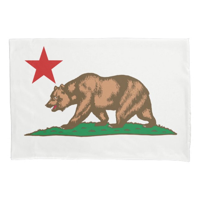 Dynamic California State Flag Graphic on a Pillowcase (Front)