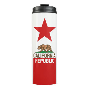 Dynamic California State Flag Graphic on a Thermal Tumbler