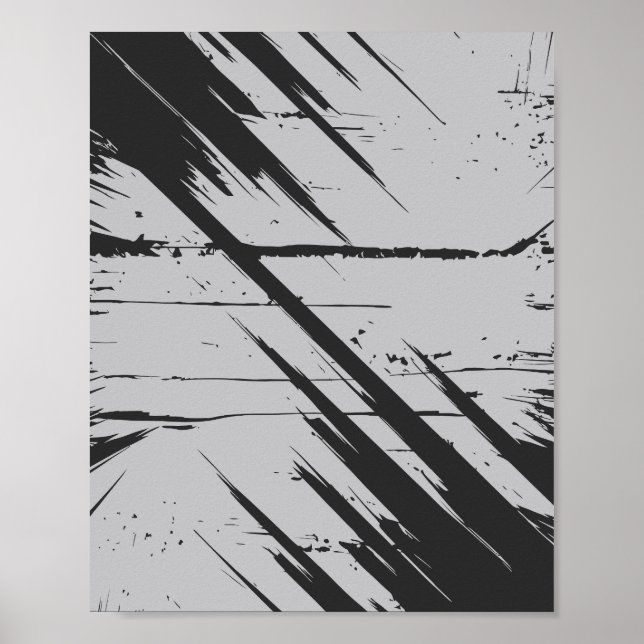 Dynamic Chaos of Black Strokes Poster (Front)