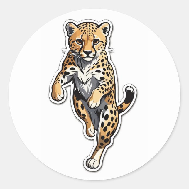 Dynamic Cheetah Sticker - Sleek Running Wild Cat (Front)