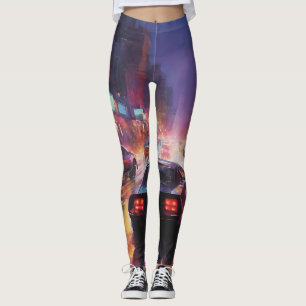 Dynamic Cityscape Racing  Leggings