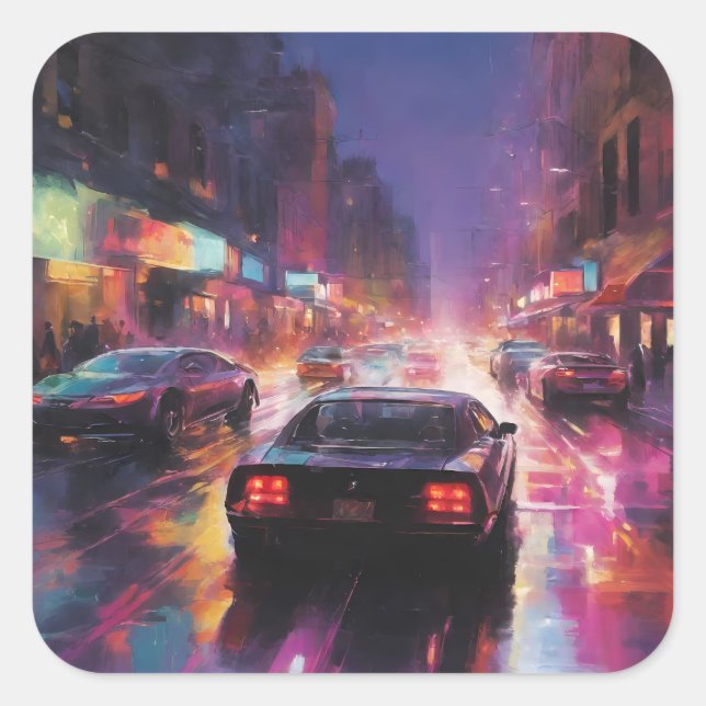 Dynamic Cityscape Racing  Square Sticker (Front)