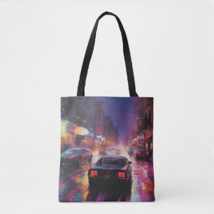 Dynamic Cityscape Racing Tote Bag