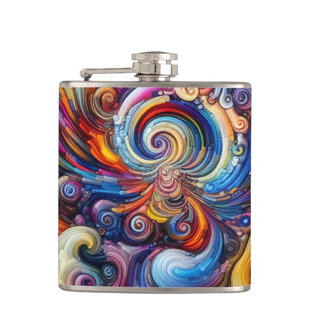 Dynamic Colour Vortex Hip Flask (Front)