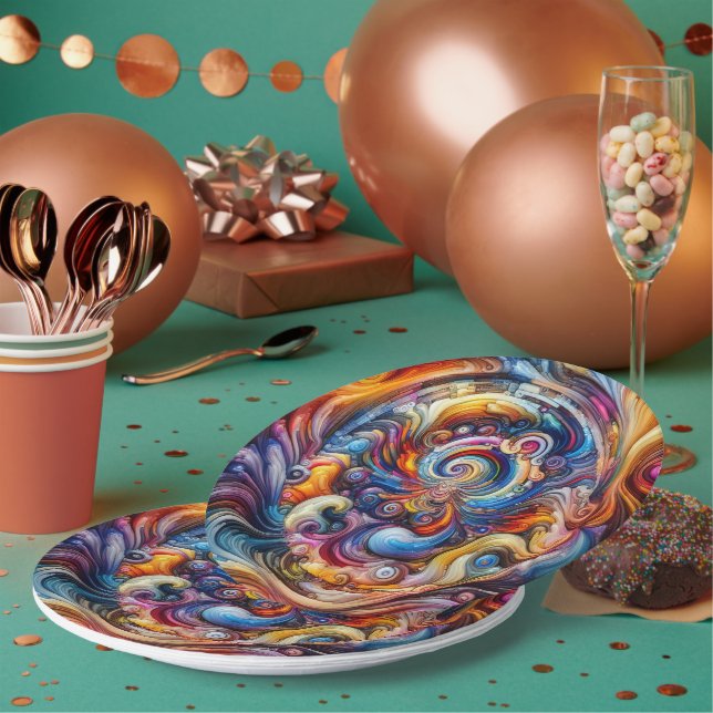 Dynamic Colour Vortex Paper Plate (Multi)