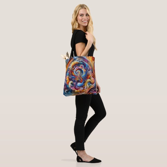 Dynamic Colour Vortex Tote Bag (On Model)