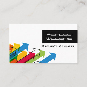 Dynamic Colourful Arrows Modern Project Manager Business Card