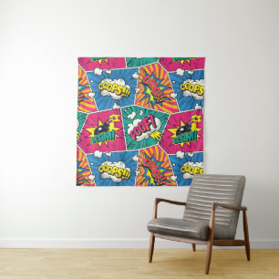 Dynamic Comic Strip Onomatopoeia Pop Art Wall Tapestry