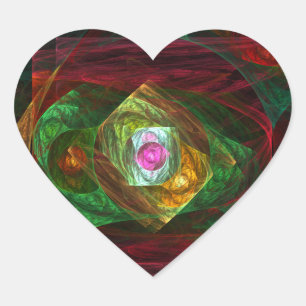 Dynamic Connections Abstract Art Heart Sticker