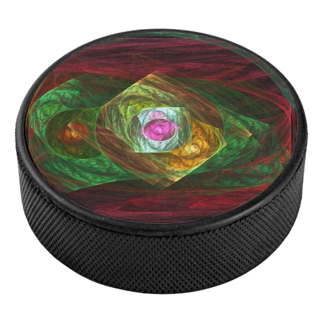 Dynamic Connections Abstract Art Hockey Puck (3/4)