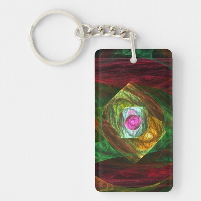 Dynamic Connections Abstract Art Key Ring (Front)