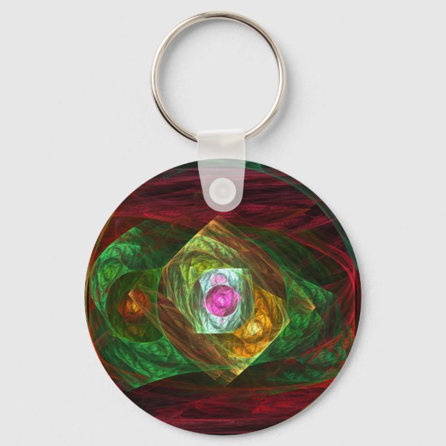 Dynamic Connections Abstract Art Keychain (Front)
