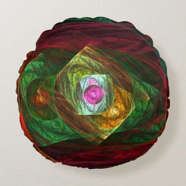 Dynamic Connections Abstract Art Round Pillow (Front)