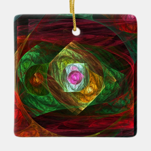 Dynamic Connections Abstract Art Square Ornament (Front)