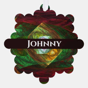 Dynamic Connections Abstract Art Tree Decoration Card