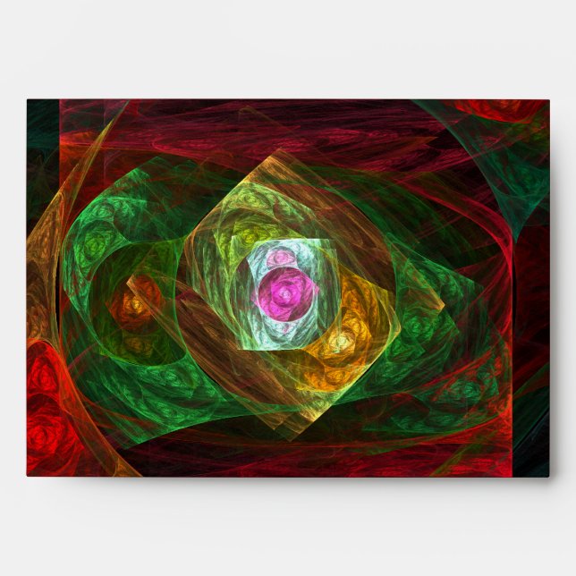 Dynamic Connections Luminous Abstract Fractal Art Envelope (Front)