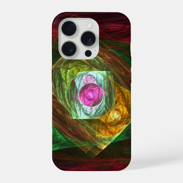Dynamic Connections Luminous Abstract Fractal Art iPhone Case (Back)