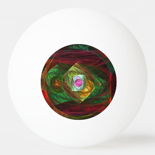 Dynamic Connections Luminous Abstract Fractal Art Ping Pong Ball (Front)