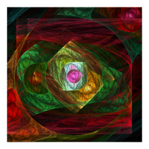 Dynamic Connections Luminous Abstract Fractal Art Poster