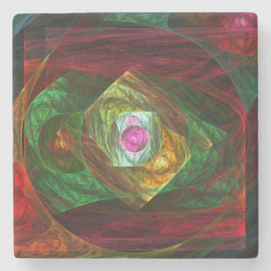 Dynamic Connections Luminous Abstract Fractal Art Stone Coaster