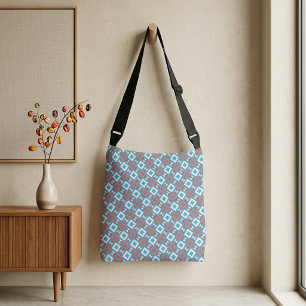 Dynamic Coral Teal Geometric Optical Pattern Crossbody Bag