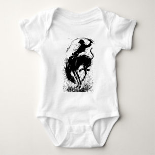 Dynamic Cowboy Rodeo Silhouette Art Baby Bodysuit