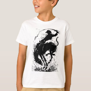 Dynamic Cowboy Rodeo Silhouette Art T-Shirt