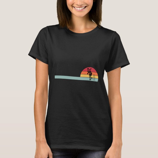 Dynamic Cricket Sunset Design  T-Shirt (Front)
